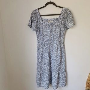 Blue dress with white flower print